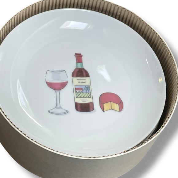 Vintage 2001 Nancy Green Boston Warehouse 6" Wine Cheese Appetizer Ceramic Set 4 - Picture 9 of 12